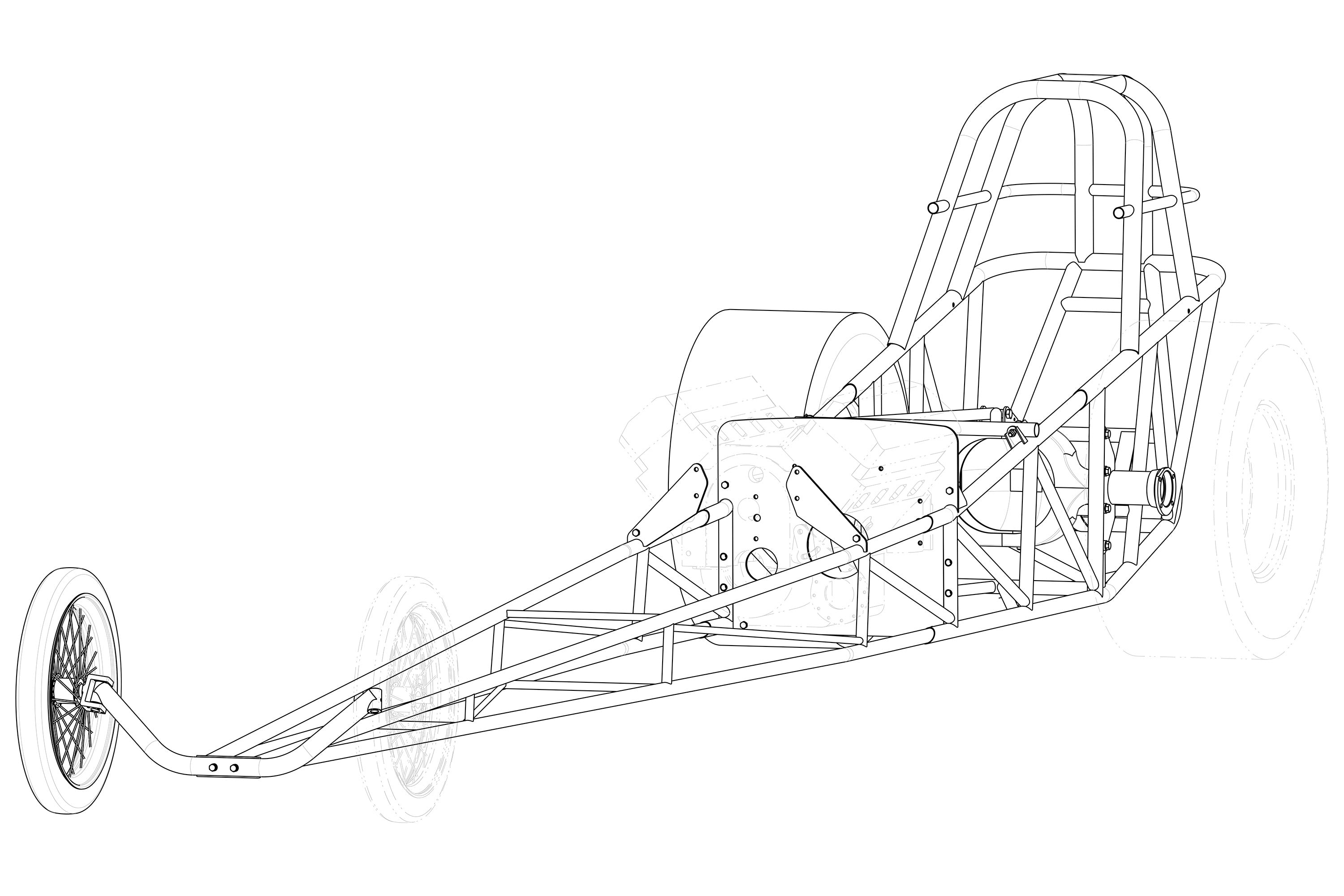 200" Front Engine Nostalia Pro/Series Chromoly Dragster Chassis Kit 05-004