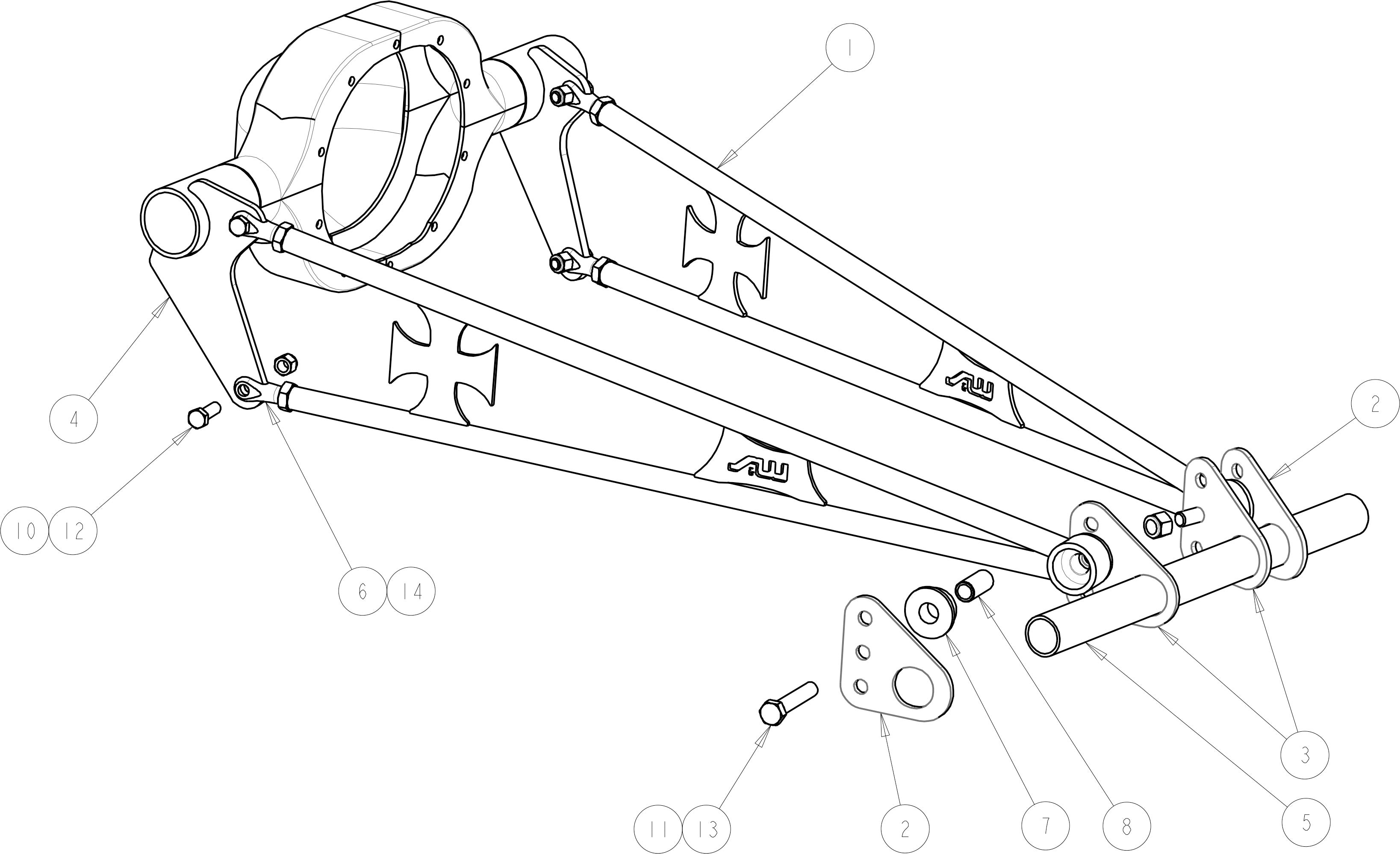 42" Rat Rod Ladder Bar Kit with Poly Bushings