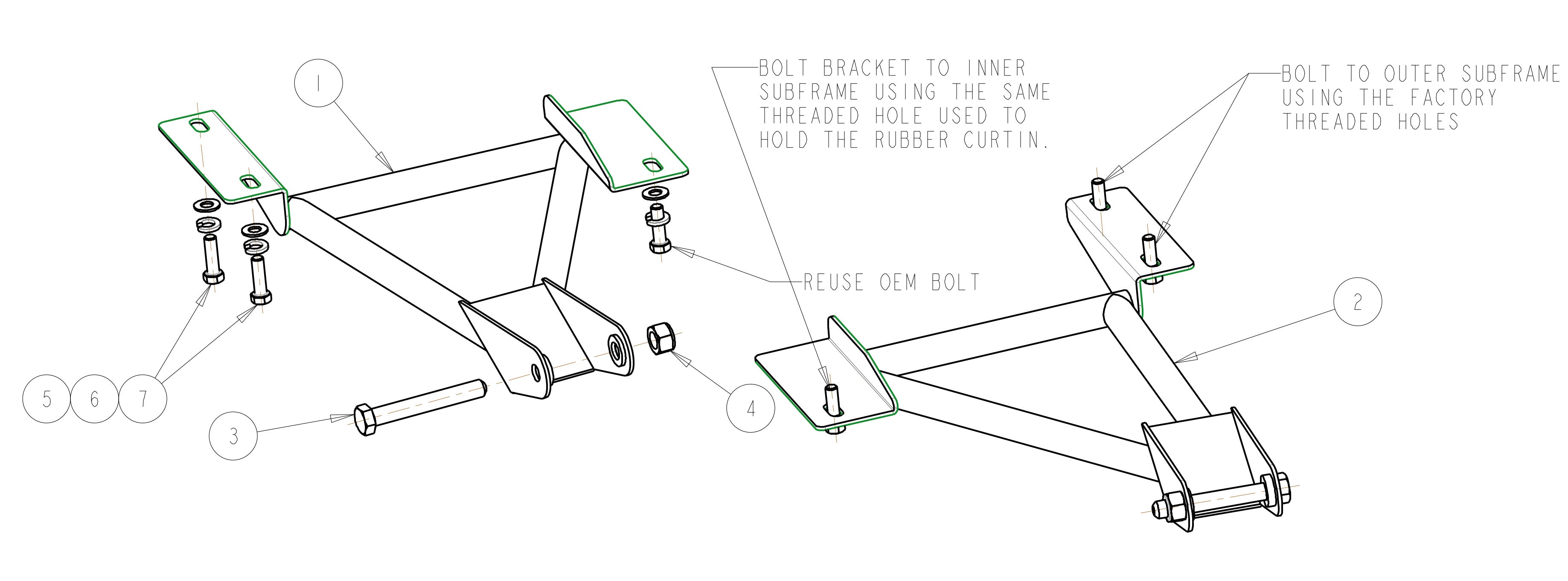 2005-2014 Ford Mustang 3 Point Subframe Connector