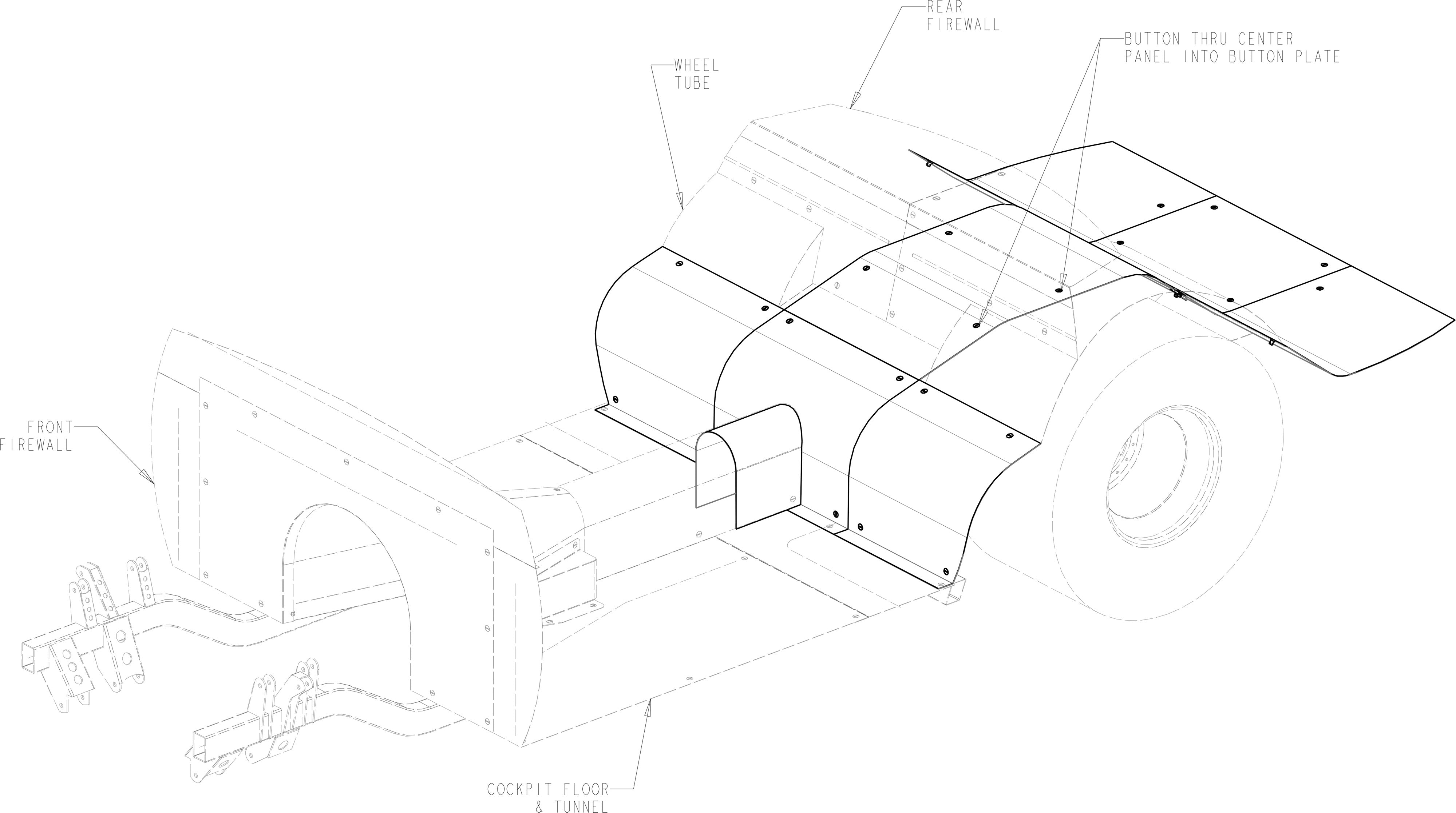 Rear Floor Mounting Kit, Button Style