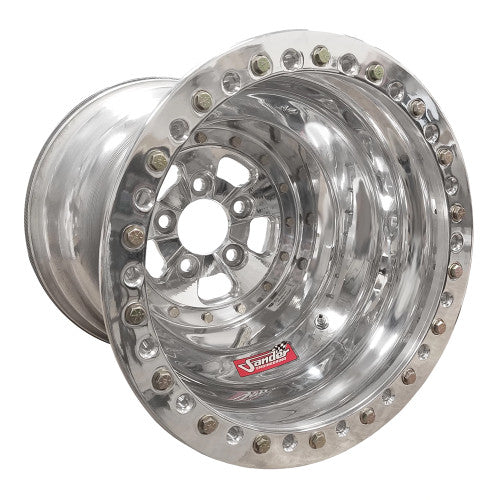 Sander Engineering  750 Series 15" x 12" Rear Drag Wheel - 5" back space 4-3/4" bolt circle Double Bead Lock