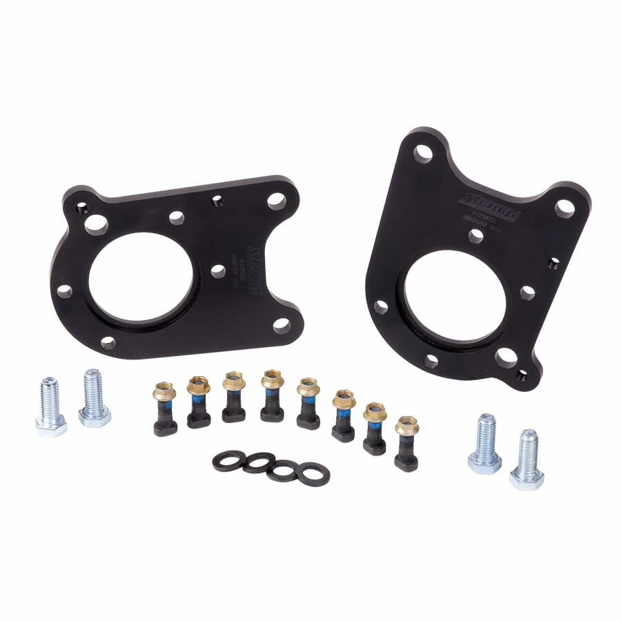 B1706NCB-Strange Brake Adapter Kit Adapts 05-14 Mustang OEM Brakes to Late Big Ford Ends For Use with Ball Style Axle Bearings