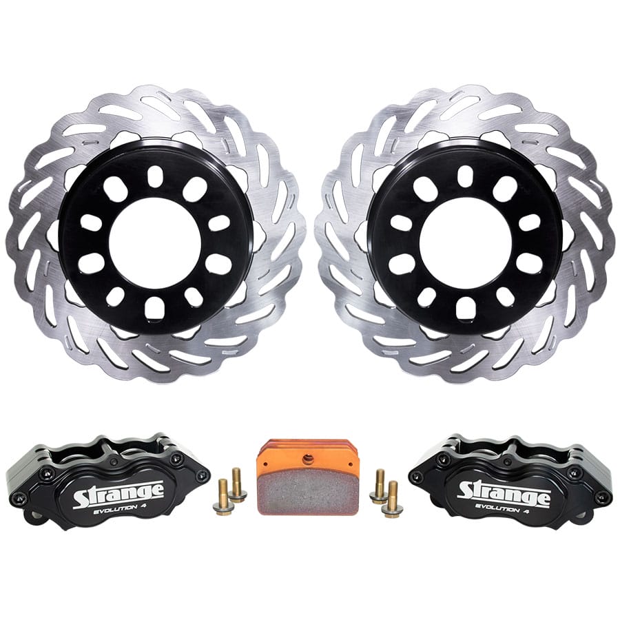 Strange Evolution Dynamic Drive Mount Completion Kit | For Strange P1020 Axle Package | Evolution S Rotors, 4 Piston Billet Evolution 4 Calipers | With DRM-35 Metallic Pads