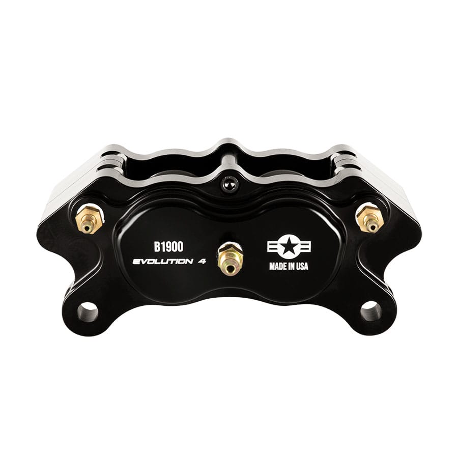 Strange Evolution Dynamic Drive Mount Front Brake Kit | ’74-’78 Mustang II & ’74-’80 Pinto – 4 3/4? B.C. | Evolution S Rotors, 4 Piston Billet Evolution 4 Calipers | With DTC-30 Semi Metallic Pads