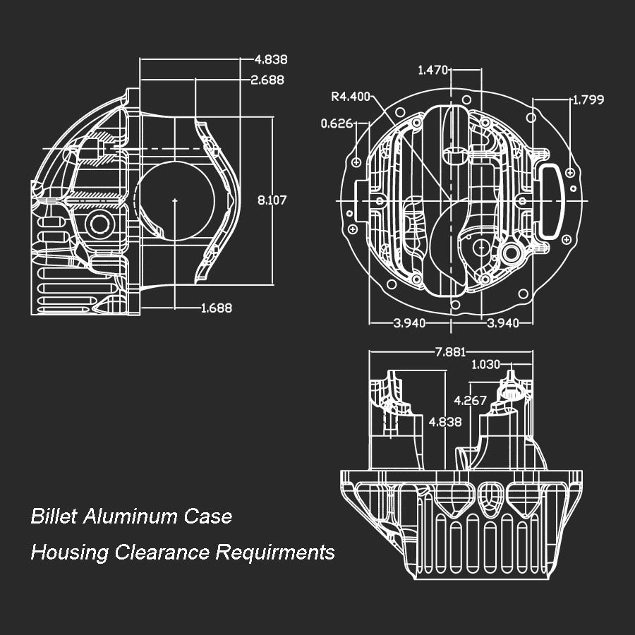 3.812? Billet Case and Support Package With Tapered Bearing Pinion Support For 9? or 9 1/2? 35 Spline Pro Gears