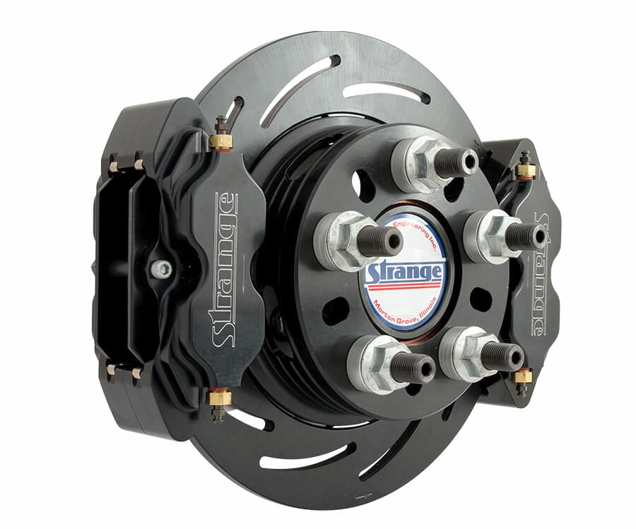 B1150WCD2-Strange Pro Series II Dual Rear Brake Kit For Strange Aluminum Dragster Housing With 2 Pc Slotted Rotors, Four Piston Calipers & Soft Metallic Pads