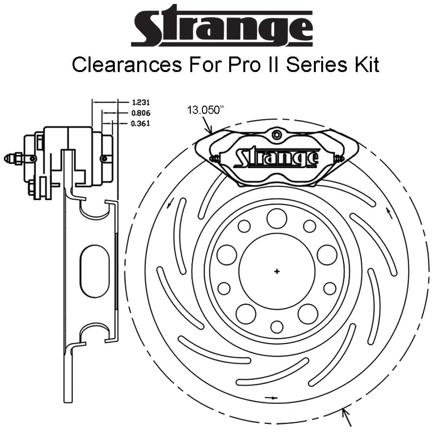 Strange Pro II H/D Front Brake Kit | 1993-1997 Camaro & Firebird – Reuses OEM Hubs | 2 Pc Rotors, 4 Piston Calipers & DTC-30 Semi Metallic Pads