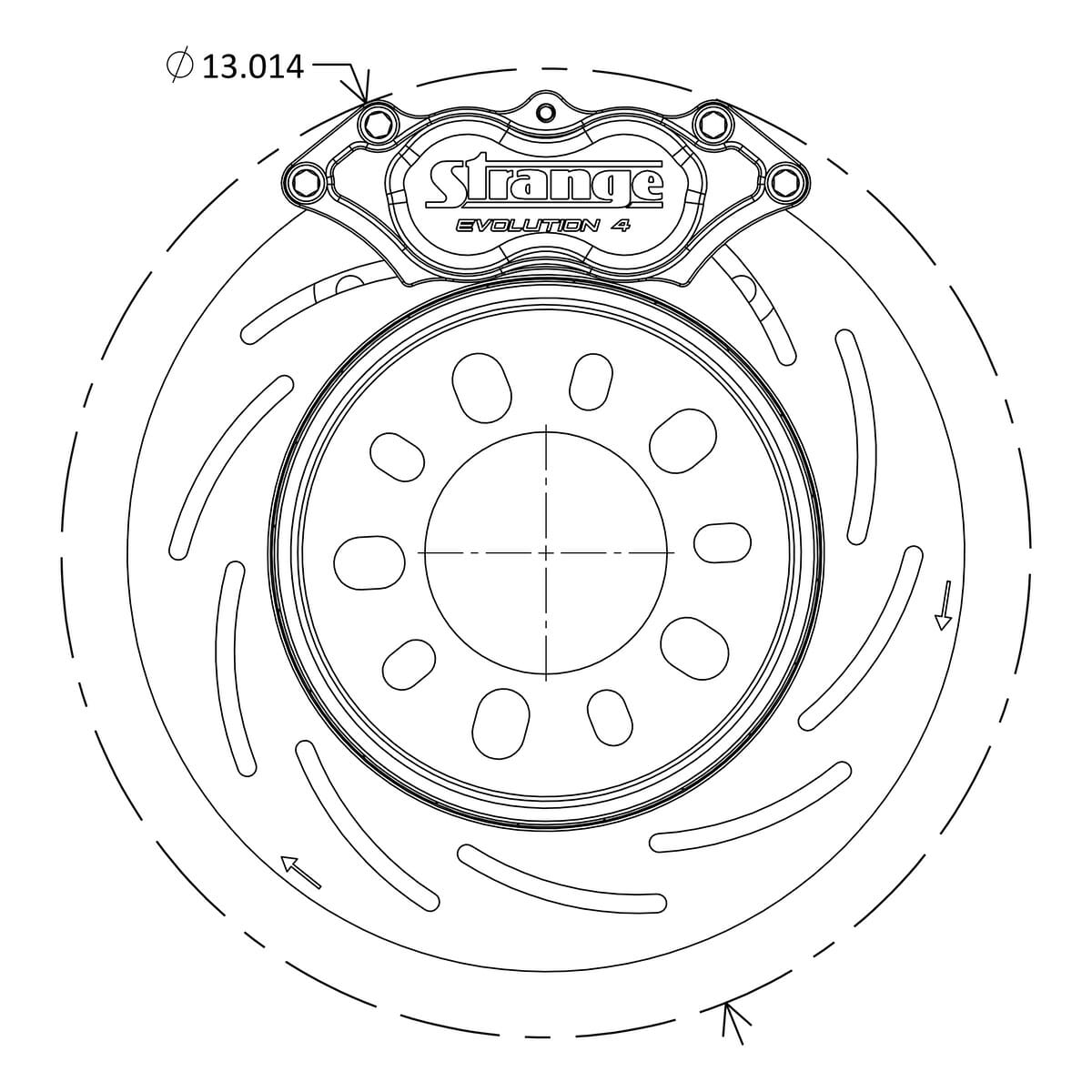 Pro II Stainless Dynamic Drive Mount Dual Rear Brake Kit | For 3.150? Symmetrical Housing Ends | Pro Series 2S Rotors, 4 Piston Billet Evolution 4 Calipers | & DTC-30 Semi Metallic Pads