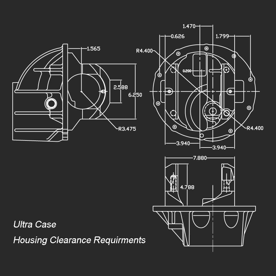 Strange Ultra Case and Support Package 3.250? Bore Case & Tapered Bearing Support With Installation Kit For 9? or 9 1/2? 28 Spline Pro Gears