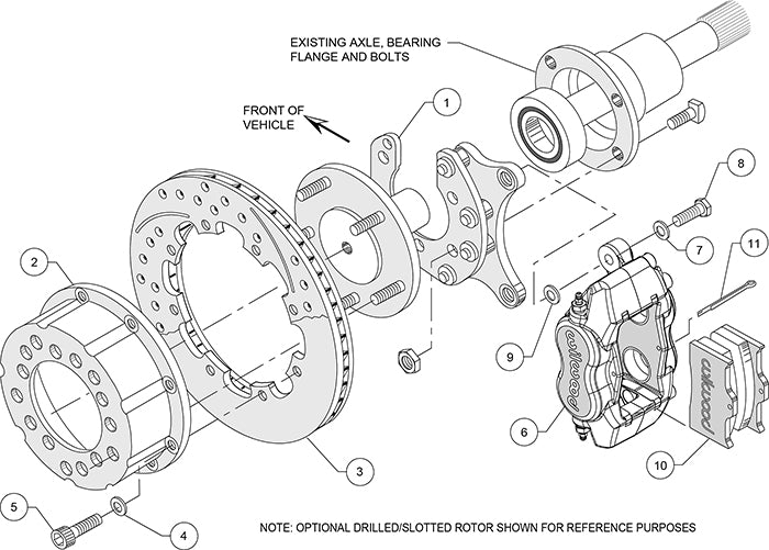 Wilwood Forged Dynalite Pro Series Rear Brake Kit 1958-1964 Olds/Pontiac Housing Ends