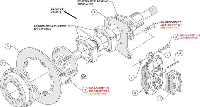 Wilwood Forged Dynalite Rear Drag Brake Kit Chevy 12 Bolt C-Clip Eliminator - Rear Kit