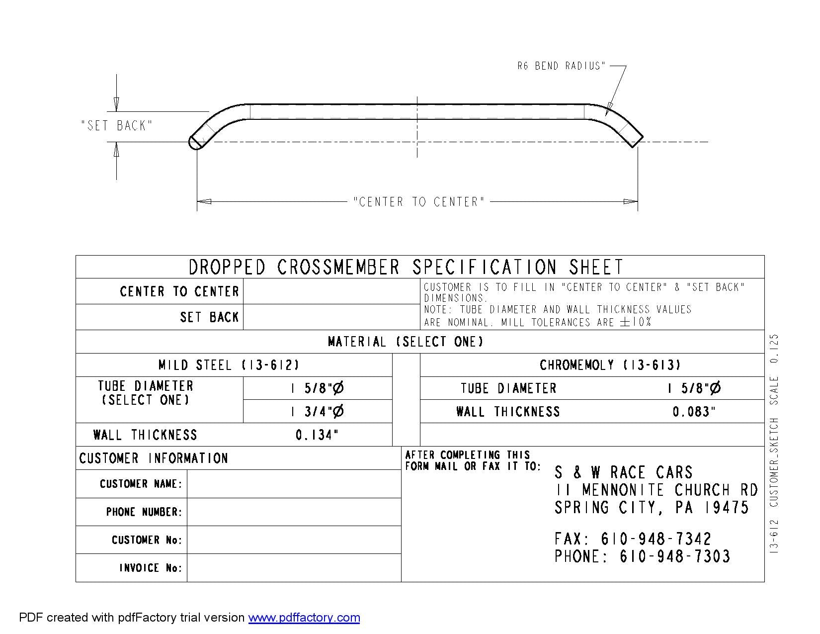 Mild Steel Custom Dropped Seat Crossmember
