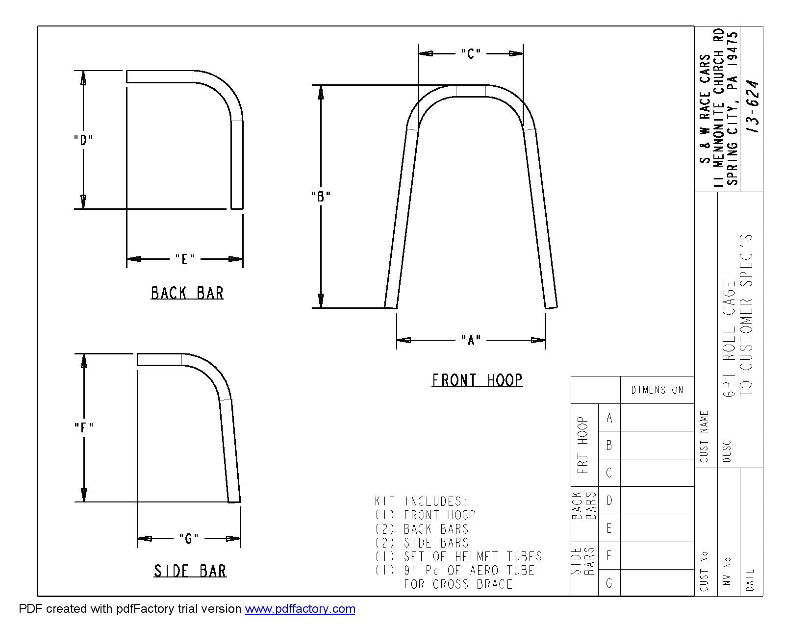 6 Point Dragster, Altered, Funny Car Cage to Customer Specifications