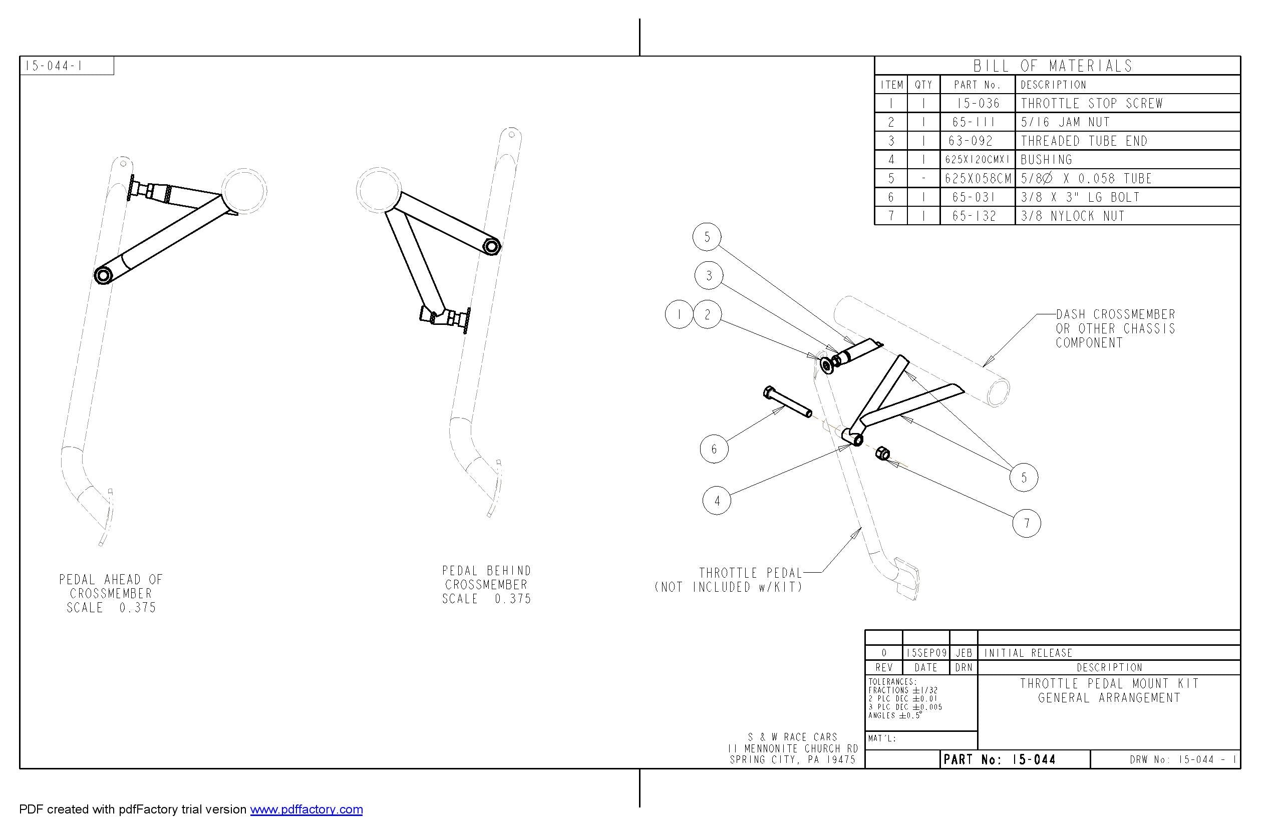 Throttle Pedal Mount KIT With Stop - Door Car