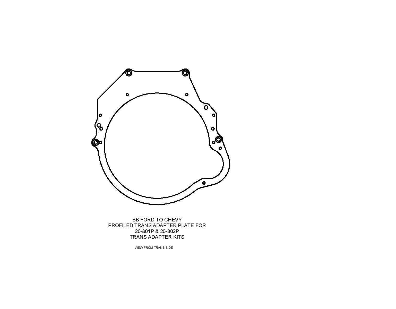 Transmission Adapter Plate -  Profiled - Big Block Ford To Powerglide, 351M, 400, 429, 460 Engines (1.848 Crank Pilot),