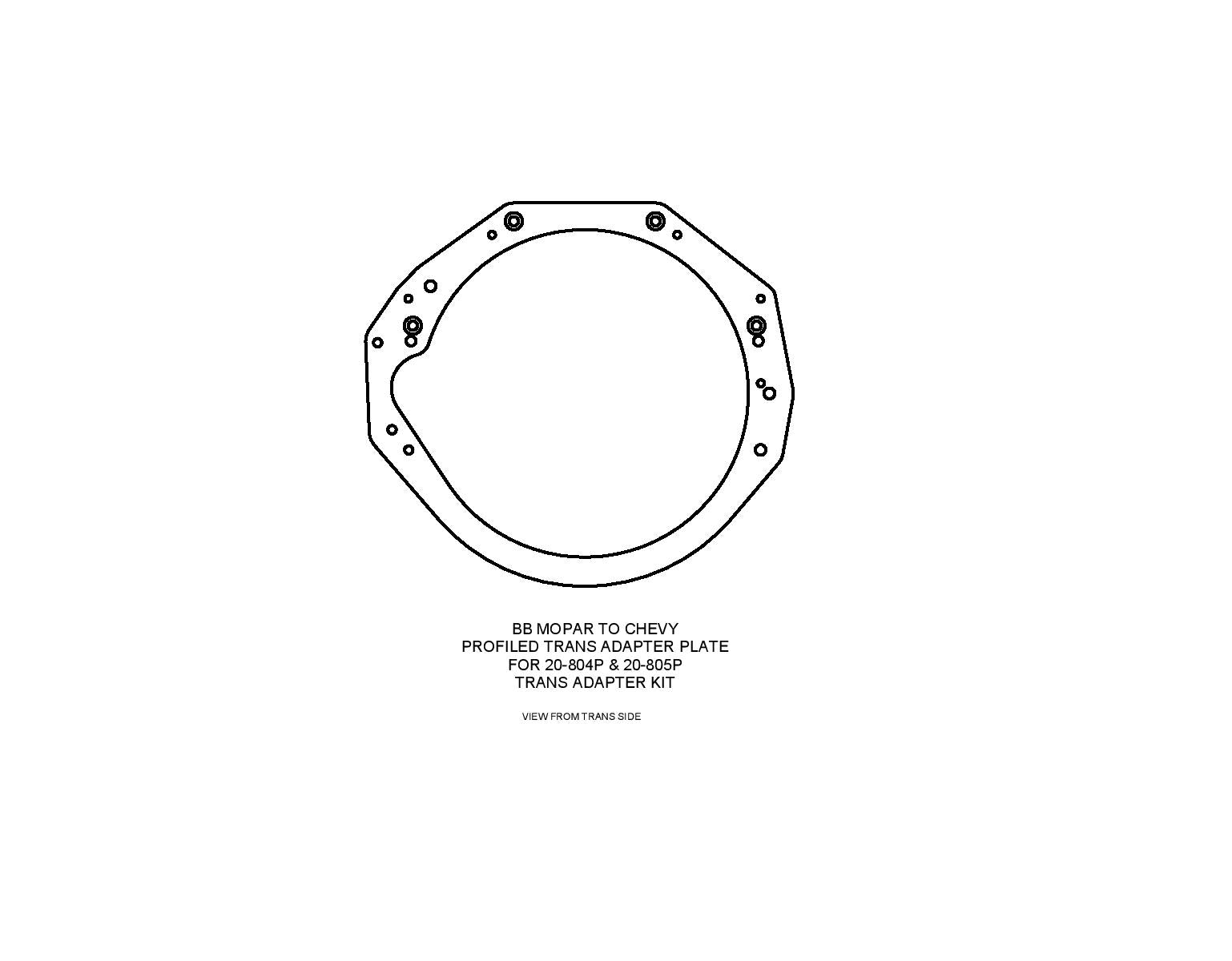 Transmission Adapter Plate Profiled - Big Block Chrysler To Powerglide, Big Block Chrysler Engines With 6 Bolt Crank  Shaft