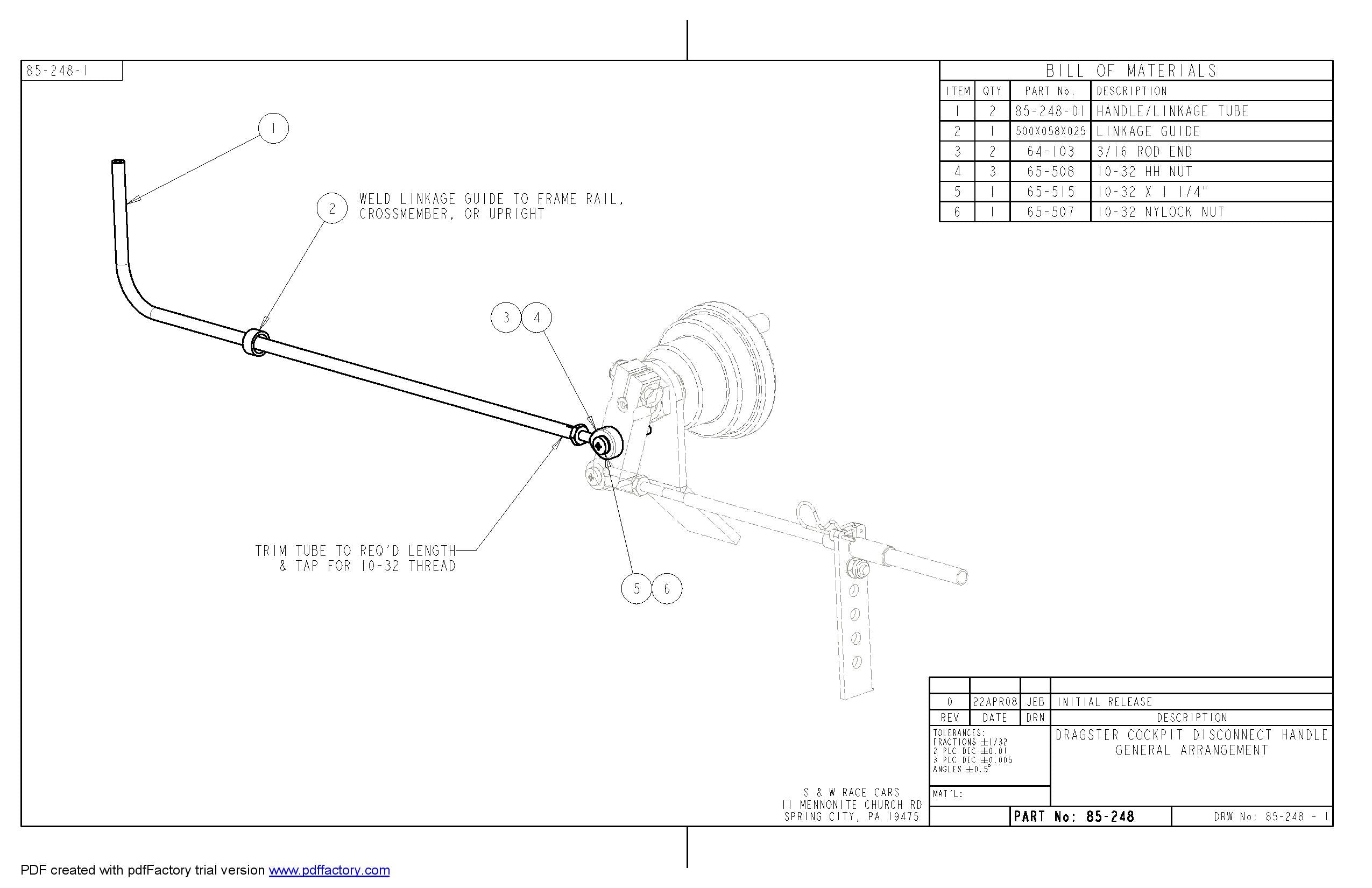 Dragster Cockpit Master Disconnect Handle Kit