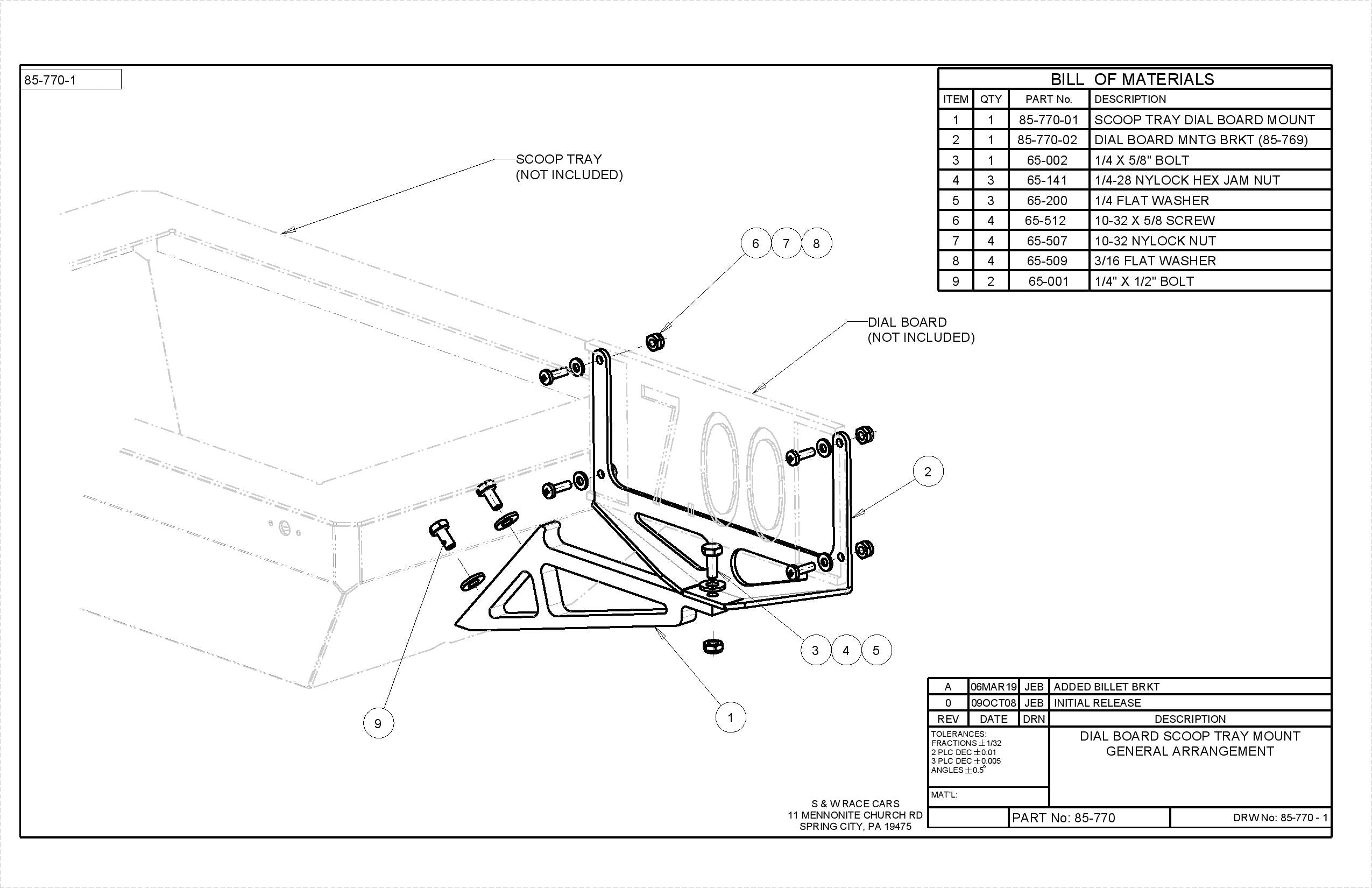 Dial Board Mounting Kit - Scoop Tray Mount