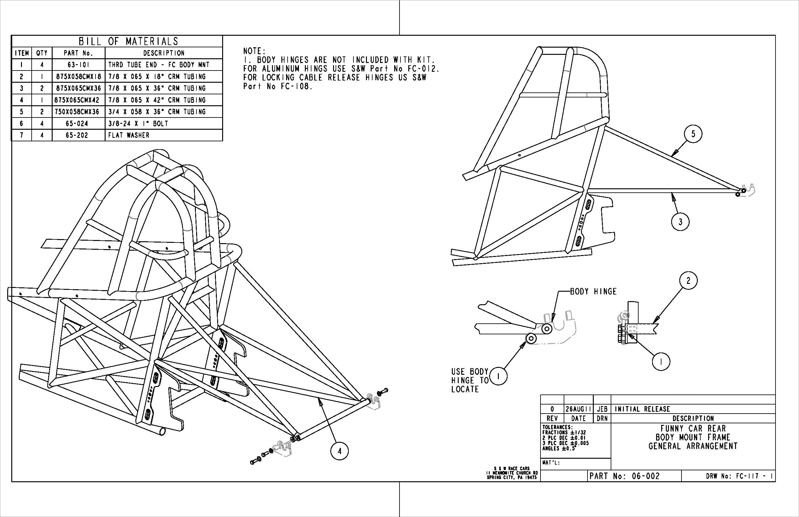 Funny Car Rear Body Mounting Frame