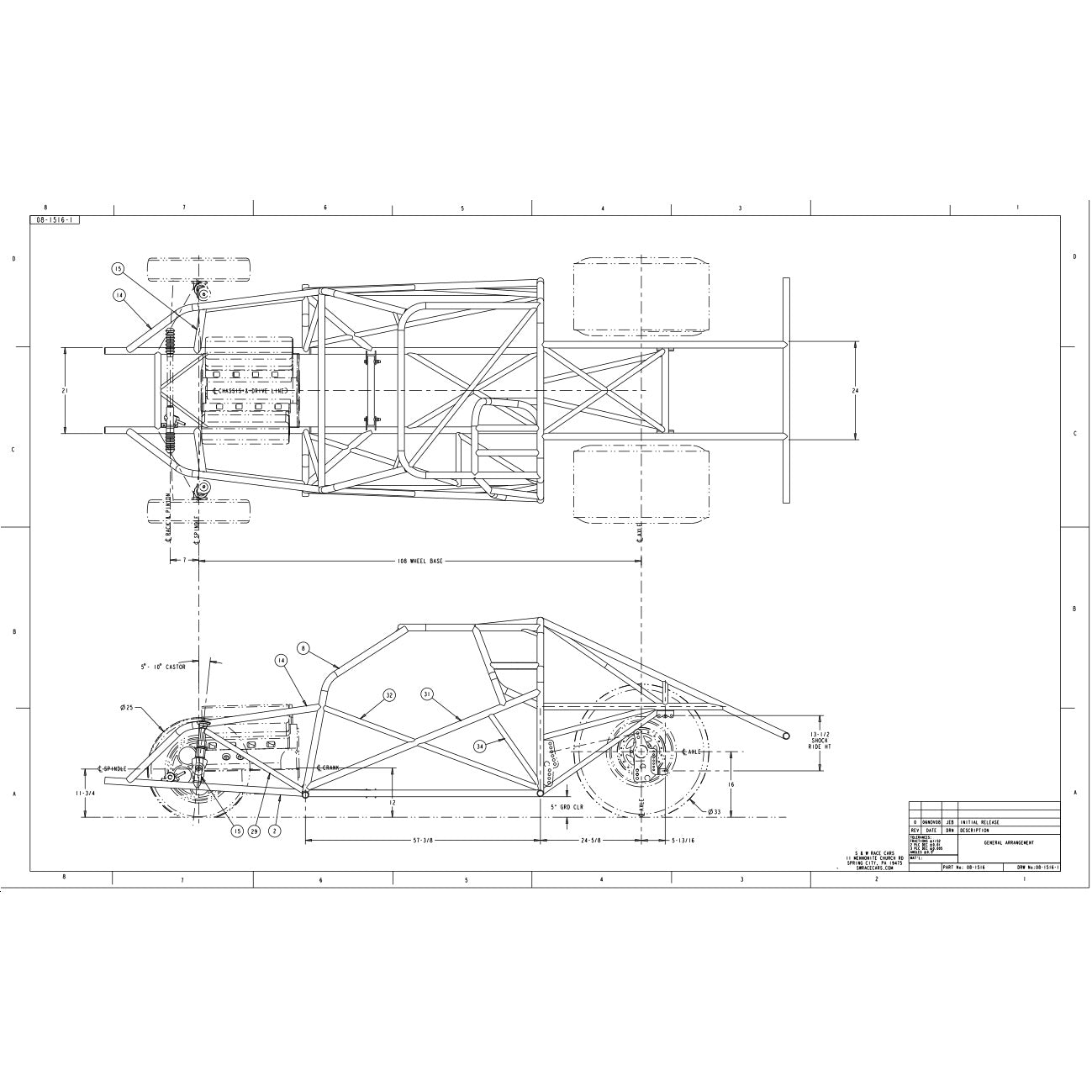 1969 - 1972 Ford Mustang Tube Chassis Blueprint