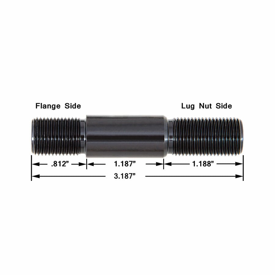 5/8″ Stud Kit with 1.187″ Wide Shank  Includes Lug Nuts & .250″ Thick Washers