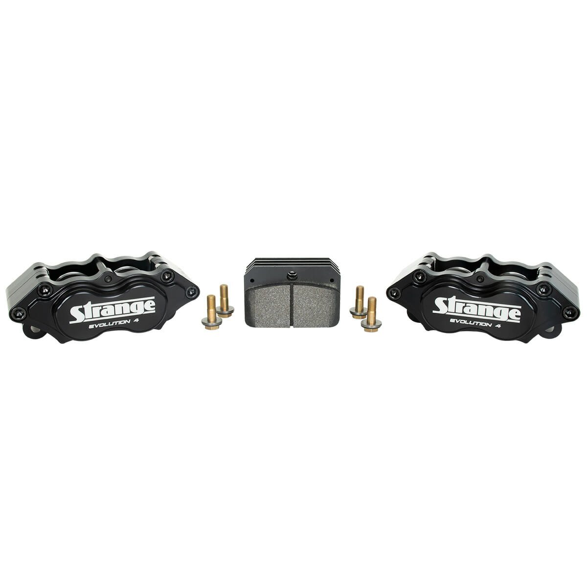 Strange Evolution Dynamic Drive Mount Front Brake Kit | ’65-’72 Dart / ’65-’69 Barracuda – 4 1/2″ B.C. | Evolution S Rotors, 4 Piston Billet Evolution 4 Calipers | With DTC-30 Semi Metallic Pads