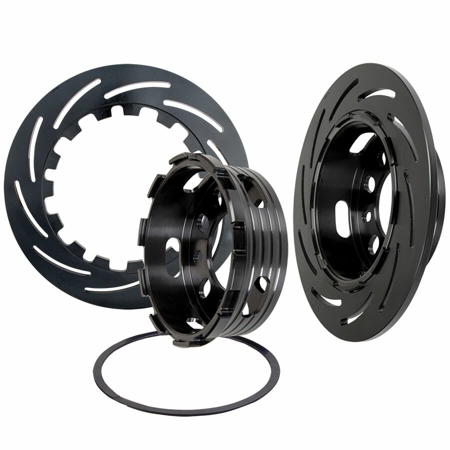 Strange Pro II Dual Rear Brake Kit | For Late Big Ford / Torino Housing Ends | 2 Pc Rotors, 4 Piston Calipers & DTC-30 Semi Metallic Pads