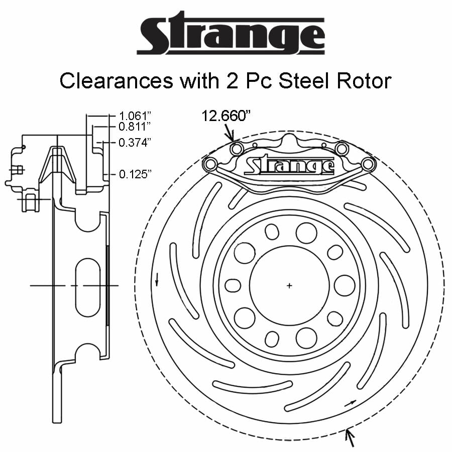 Strange Four Piston Evolution 4 Low Profile Caliper Kit | With DTC-30 Metallic Brake Pads