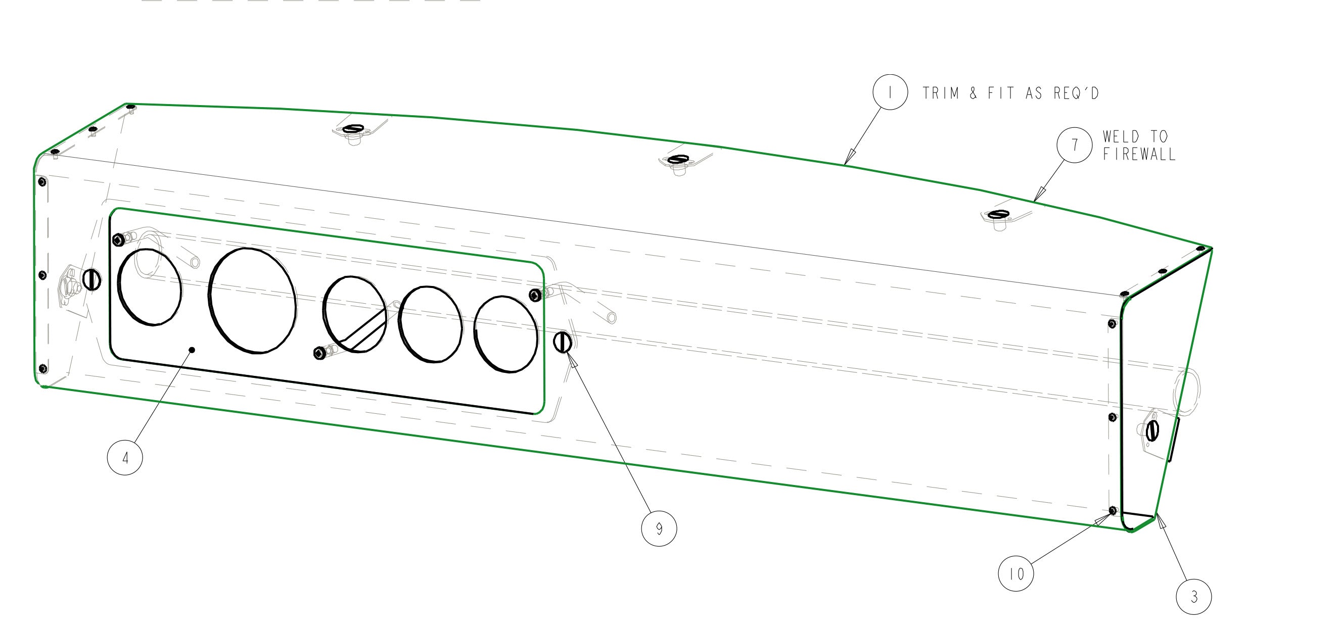 Dashboard Kit with Tach and 4 Gauge Panel