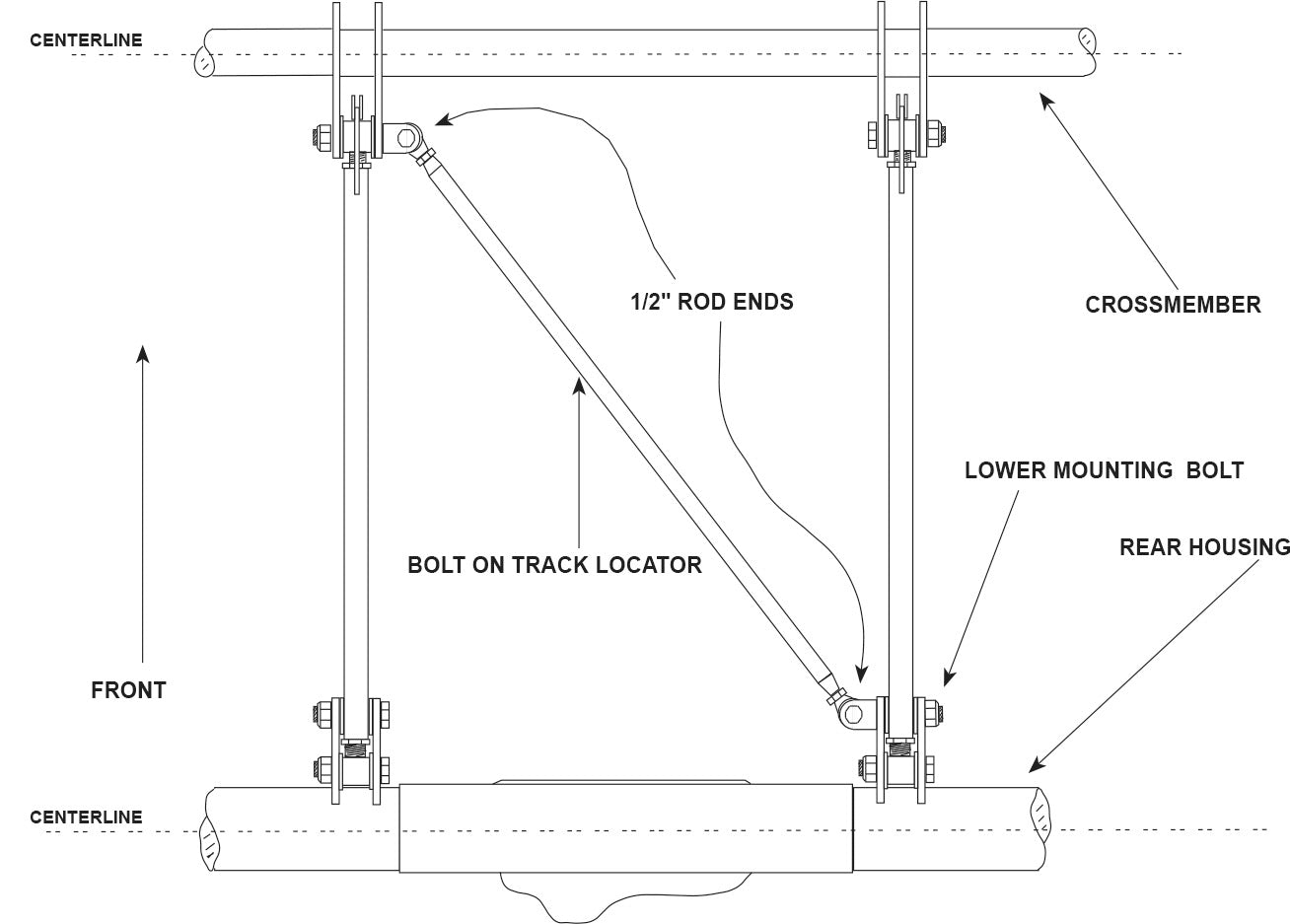 36" Bolt on Track Locator Bar Kit For 5/8" Mounting Holes