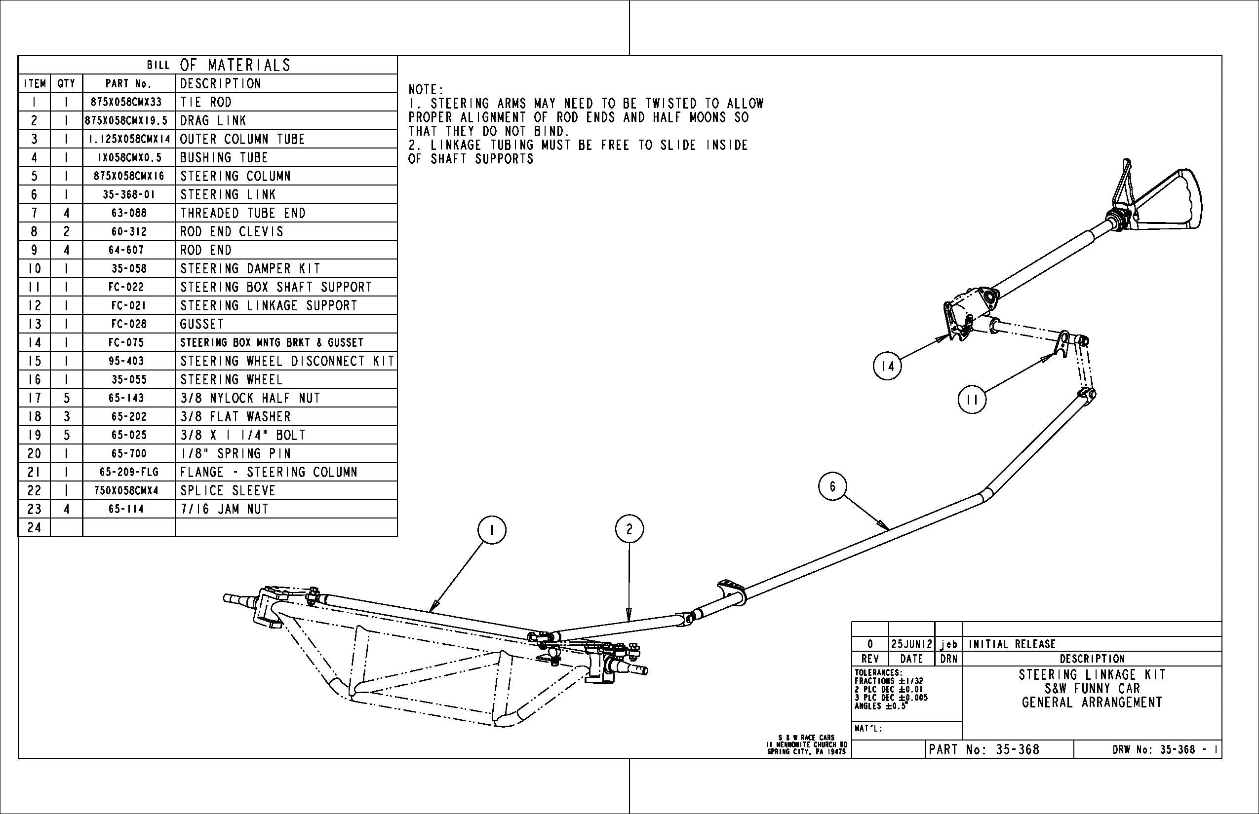 Steering Linkage Kit  - S&W Funny Car