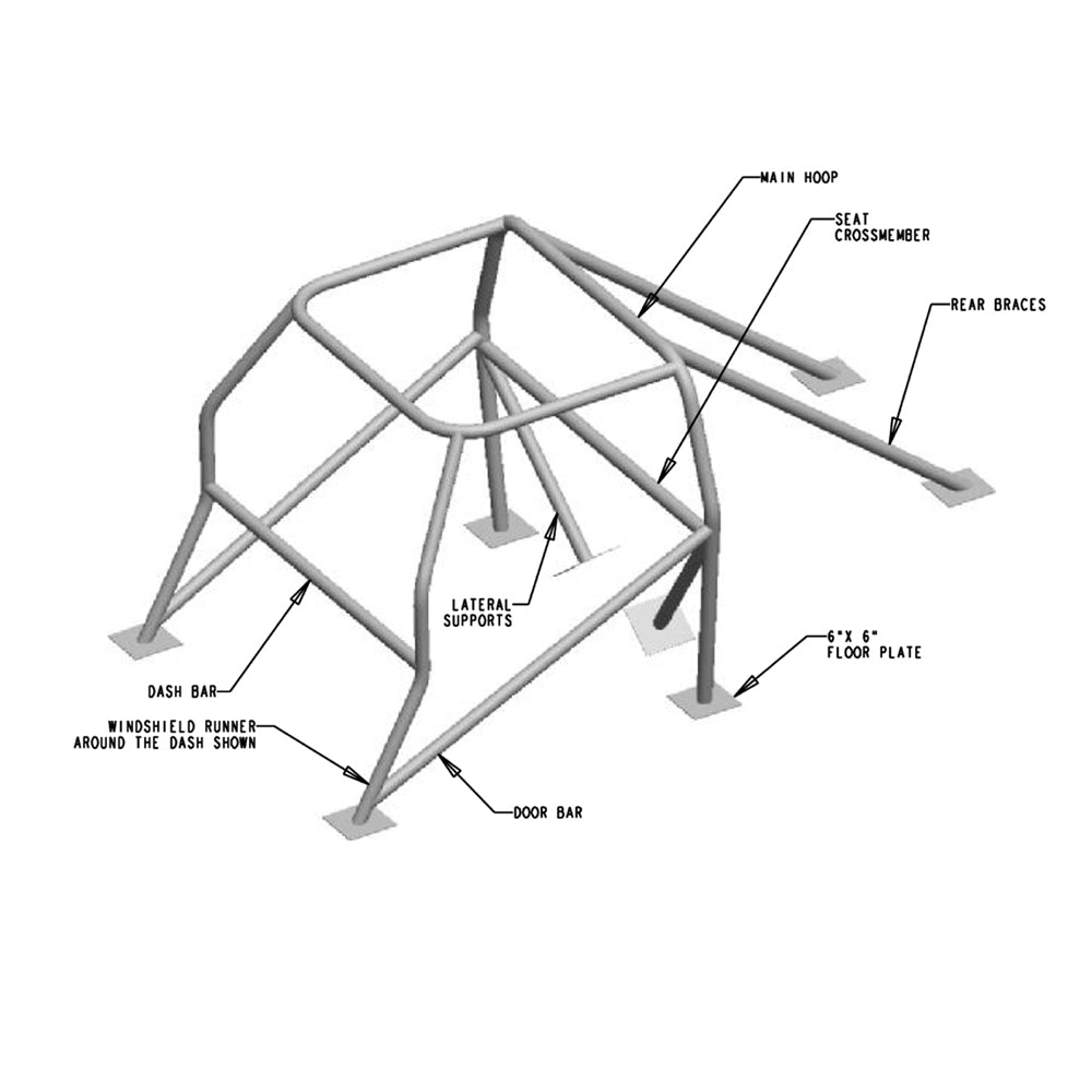 1994-2004 Ford Mustang 10 Point Roll Cage EWS Around Dash