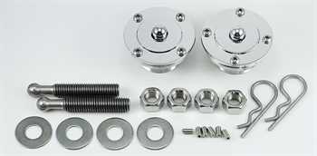 Old School Polished Hood Pins 6061 Billet (Pair)