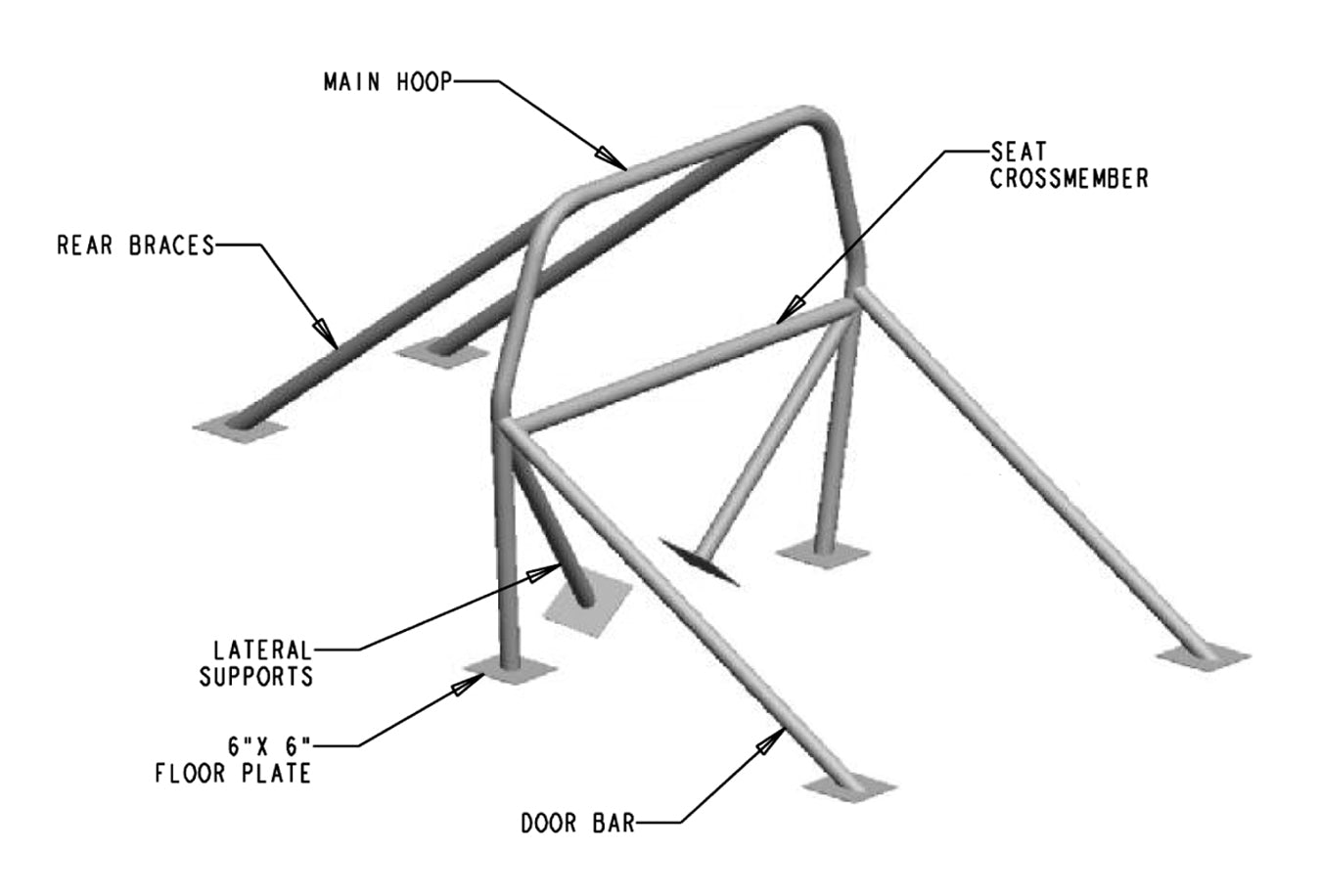 2008 & Newer Dodge Challenger 8 Point Roll Bar DOM Mild Steel